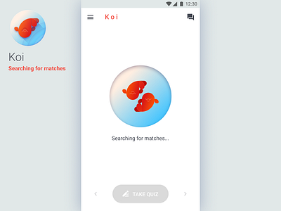 Koi: Searching for Matches android app dating interface material design minimal ui