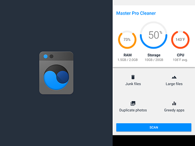 Master Pro Cleaner UI 01 android app interface material design ui