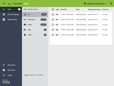 Enterprise Communication Platform: Voicemail User Inbox