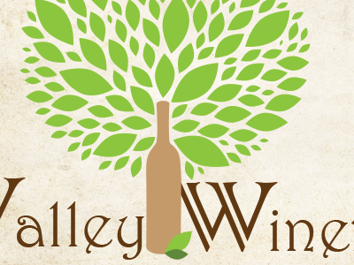 Valley Winery Label Mockup label logo tree valley vector wine winery