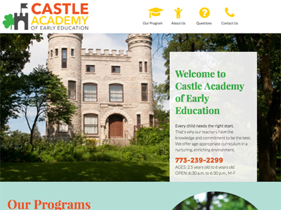 CastleAcademy.com Project design responsive web