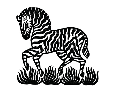 Zebra art blockprint design illustration linocut linoprint printmaking zebra