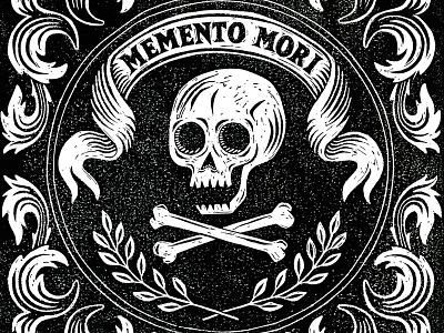 Memento Mori art block print carving design illustration linoprint memento mori print printmaking skull woodblock woodcut
