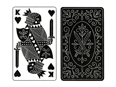 King Of Hearts art blockprint illustration king of hearts linocut linoprint playing card printmaking
