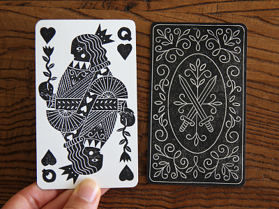 Queen Of Hearts art blockprint illustration linocut linoprint playing cards printmaking queen of hearts