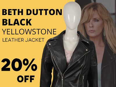 Beth Dutton Black Leather Jacket Kelly Reilly Yellowstone Season