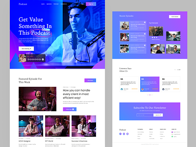 Podcast Landing Page / Home Page UI clean design conversation design home page landing page listening live podcast podcast podcast landing page podcast platform podcast website podcasting radio streming website tech ui ui design ui ux design ux web3