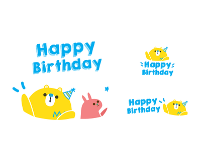 kindergarten birthday stickers design bear birthday bunny cute design fun graphic kindergarten party