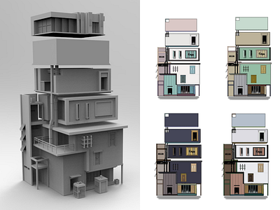 animation concept 3d animation building color house model setting