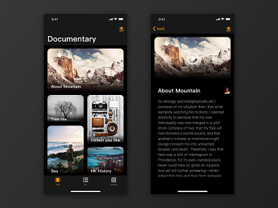 Documentary app film sketch ui