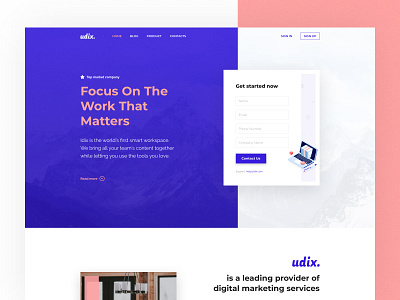 udix — New UI Kit for Figma adaptive agency blue builder corporate ecommerce figma free freebie landing marketing udix ui ui kit ui8 ux web white