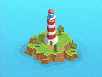 Beacon beacon graphic illustration island isometric ocean