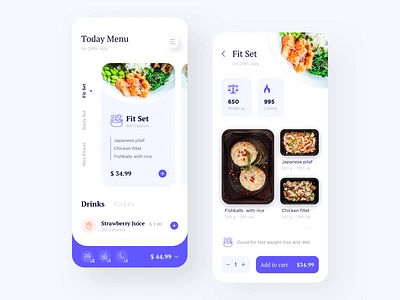 Food App app diet food food app iphone x ui ux violet white