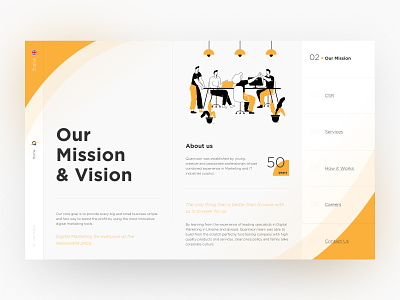 Our Mission & Vision adaptive advertise agency branding company design digital fluid illustration logo marketing mission ui ux vision web white yellow