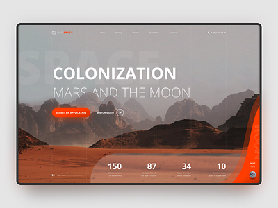 Colonization Mars & Moon — Concept OurSpace adaptive blur colonization creative logo mars moon orange planet space ui ux web white