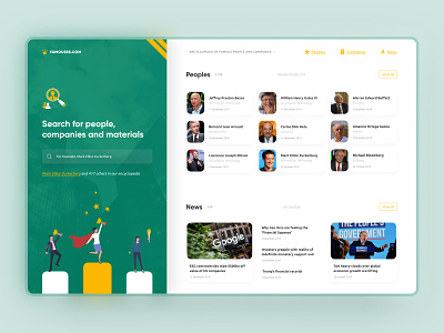 Concept for Wiki of Celebrity adaptive celebrity company famous finance green illustration logo news peoples sidebar site star ui ux web white wiki yellow
