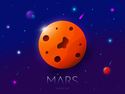 Mars — Planet Set illustration ipad mars orange pencil photoshop planet planet set procreate red sky space violet