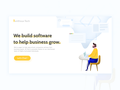 Website for Xanthous illustration technology ui website yellow