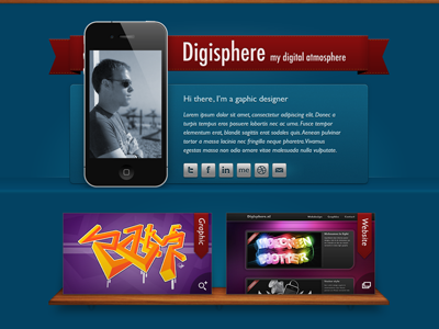 Digisphere blue iphone portfolio ribbon webdesign website