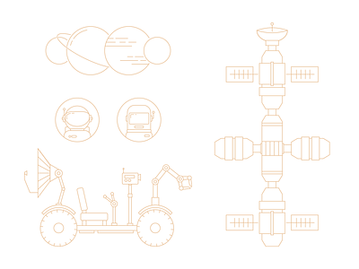 Shopware Enterprise illustrations illustration lineart minimal planets space