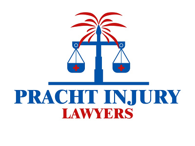 Pracht Injury Lawyers Logo blue company design law logo red