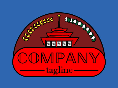 Gedung Sate Company Logo brand company design illustration logo red tagline