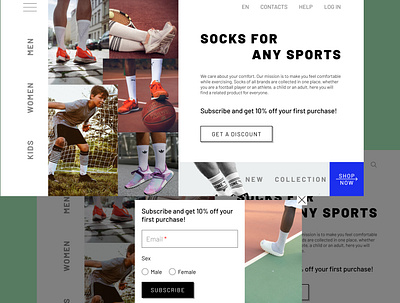 Socks Shop Promo Web-Site design figma ui ux