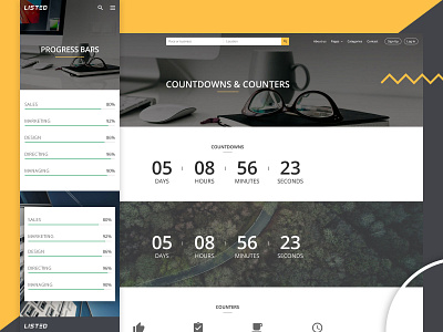 Listed - Elements Page - p3 countdown counter design directory listing elements listed listing progress bar web design