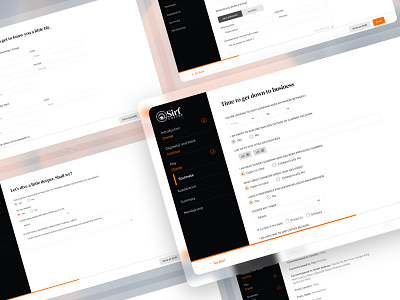 Sirf Coffee Onboarding - Steps black and white onboarding pricing profile sidenav table tabs ui ux website