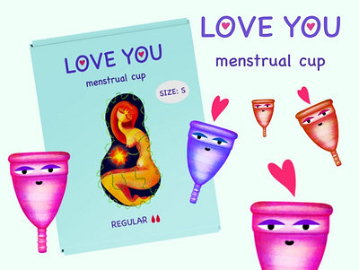 Packaging concept for menstrual cups 2d adobe photoshop branding design illustration procreate