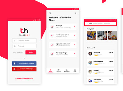 Tradehire App Design | Hire professionals or Sell your services app dashboard app design iconset ios app design minimal mobile shot ui ux ux research viral xd