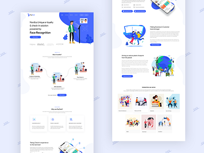 Face recognition app's landing page artworks brand identity clean ui design hello dribble hello world homepage illustrations landing page minimalism ui design ux design vector illustration viral web web design website