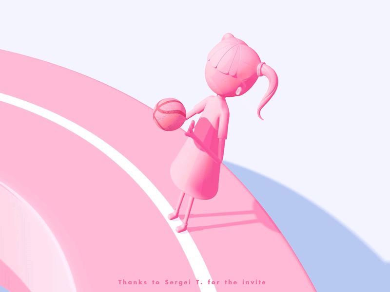 Hellow Dribbble 3d animation animation basketball cinema4d first shot girl pink shoot 应用 插图