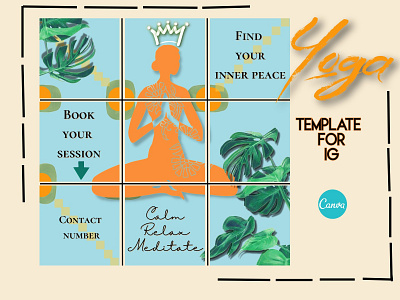 Yoga Template for IG canva design graphic design ig instagram meditation template templates yoga