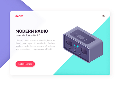 Collect the radio_02 card illustration isometric modern music radio soft ui