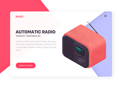 Collect the radio_03 automatic card illustration isometric music radio soft ui