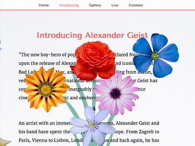 Click'n'Drag flower arranging with Alexander Geist flowers interactive jquery music web design
