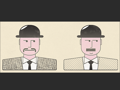Men block colour geometric illustration moustache retro