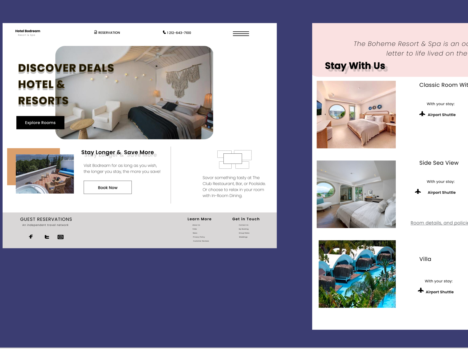 simple hotel website design