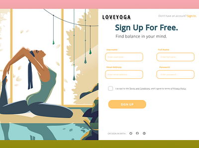 Yoga Website Design - Sign Up Page branding design designer feedback graphic design illustration like logo new york online online yoga product sign up ui ui designer ux ux desginer website yoga yoga website