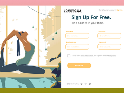 Yoga Website Design - Sign Up Page