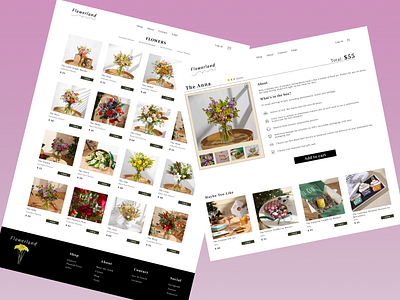 "Flower Land" Product page | Gift and Flower Shop Website! 🌼🌸 3d animation branding design designer ecommerce feedback graphic design illustration logo motion graphics nyc product product design shopping shopping website ui ux ux ui website