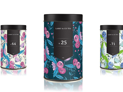 Pattern & Packaging for Larry & Co Tea gouache illustration packaging packaging design pattern design surface design tea