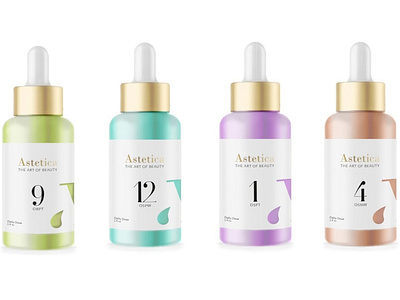 Packaging Design for Astetica cosmetic dropper label packaging packaging design