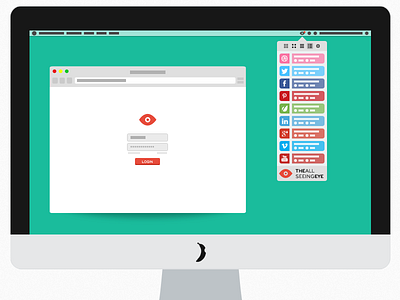 The All Seeing Eye App all app banana dashboard dribbble envato eye facebook flat form google icon imac linkedin login manage media network pinterest seeing social twitter vimeo web youtube
