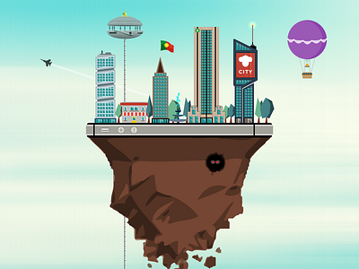 iPhone City aircraft balloon building creature evil floating fountain island korin tower portugal flag store tree