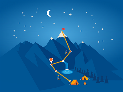 Intel Mountain Climbing Illustration flat illustrator intel mountain vector