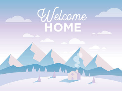 Winter Home Illustration clouds gradients home illustration mountains sunrise winter