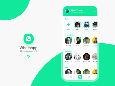 Whatsapp Redesign appdesign design logo logodesign ui ux