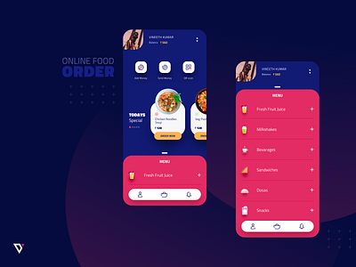 Online Food Order App app branding icon logo typography ui ux web webdesign